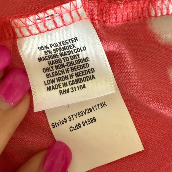 Kim Rogers bright pink and white tie-dye style blouse-size small - Picture 4 of 5